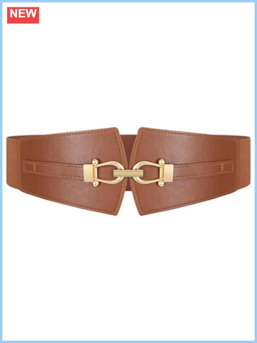 Wide Elastic Corset Belt Gold Buckle Waist Dress Coat Accessory